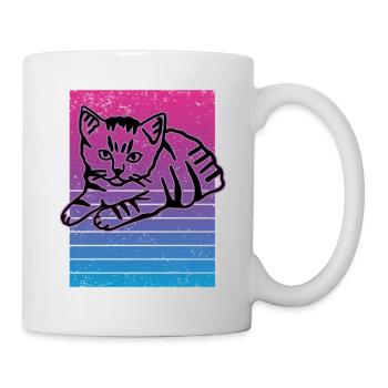 Chat graphique Retro Cat pour les propriétaires de chats - Mug blanc - blanc - Droite