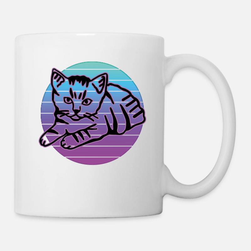 Retro Cat Graphic Cat for Cat Owners - Mug - white
