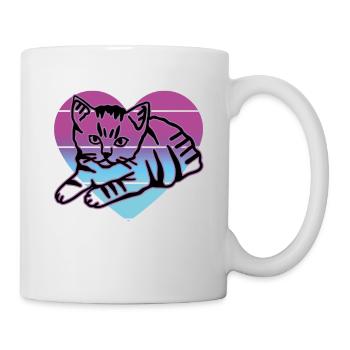 Chat rétro graphique chat pour les propriétaires de chats - Mug blanc - blanc - Droite