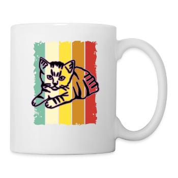 Chat graphique Retro Cat pour les propriétaires de chats - Mug blanc - blanc - Droite