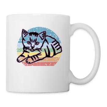 Chat graphique Retro Cat pour les propriétaires de chats - Mug blanc - blanc - Droite