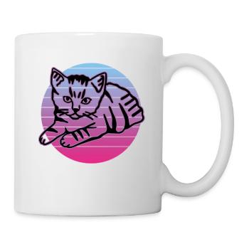 Chat graphique Retro Cat pour les propriétaires de chats - Mug blanc - blanc - Droite