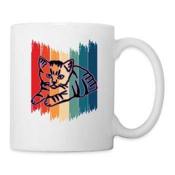 Chat graphique Retro Cat pour les propriétaires de chats - Mug blanc - blanc - Droite