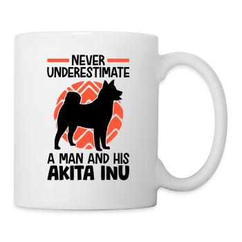 Femme avec Akita Inu Spitz japonais - Mug blanc - blanc - Droite