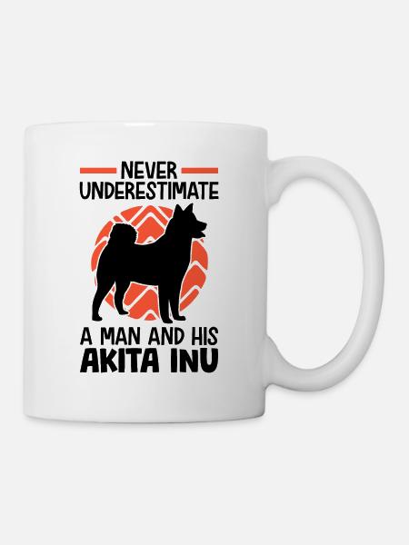 Femme avec Akita Inu Spitz japonais - Mug blanc - blanc