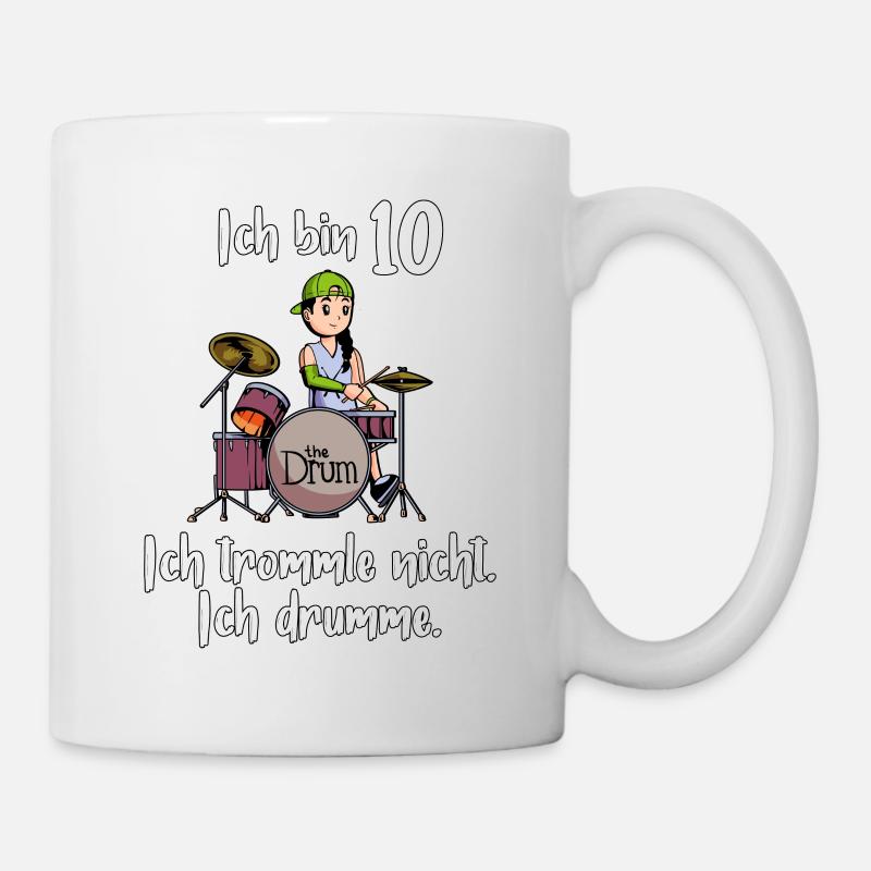 Ich bin 10 - Mädchen Schlagzeuger - Tasse - Weiß