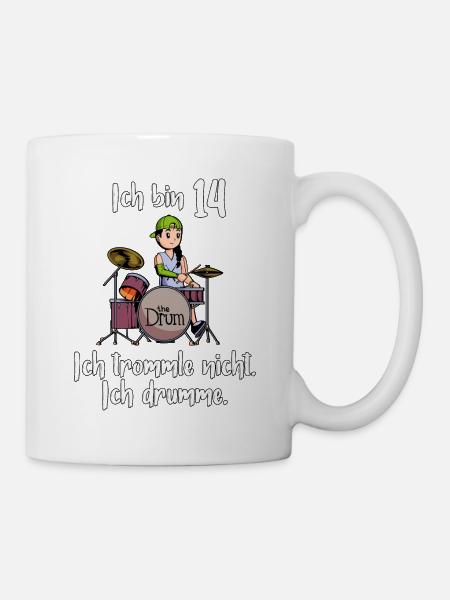 Ich bin 14 - Mädchen Schlagzeuger - Tasse - Weiß