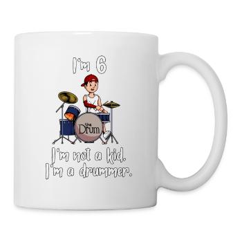 Ich bin 6 - Jungen Schlagzeuger - Tasse - Weiß - Rechts