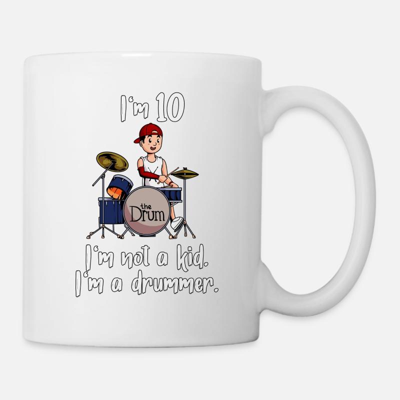 Ich bin 10 - Jungen Schlagzeuger - Tasse - Weiß