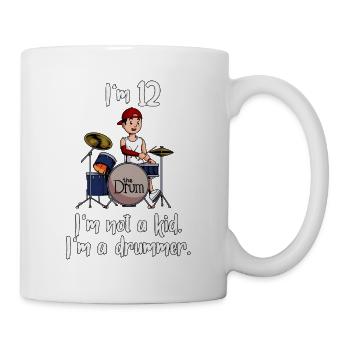 Ich bin 12 - Jungen Schlagzeuger - Tasse - Weiß - Rechts