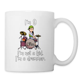 I’m 9 - Girl Drummer - Mug blanc - blanc - Droite