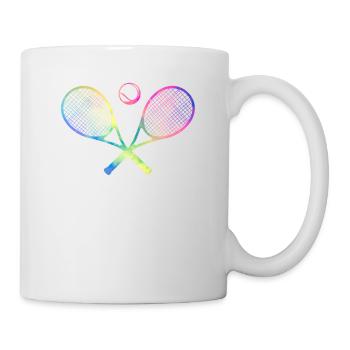 tennis raquettes croisées boule drôle sport jeux - Mug blanc - blanc - Droite