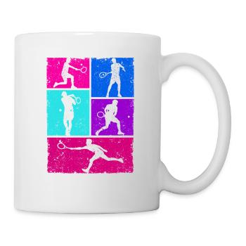 Tennisspieler Silhouette Trainer Fan Sport - Tasse - Weiß - Rechts