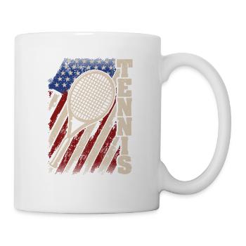 American flag tennis players coaches fans - Mug - white - Right