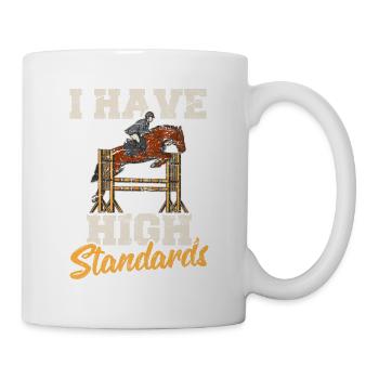 Amoureux des chevaux Saut d'obstacles équestre J'ai High St - Mug blanc - blanc - Droite