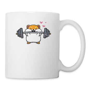 Dwarf Hamster Muscle Training Weightlifting Fitnes - Mug - white - Right