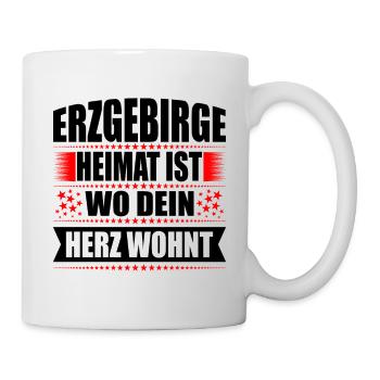 Erzgebirge Heimat Herz Wohnt Geschenk Weihnachten - Tasse - Weiß - Rechts