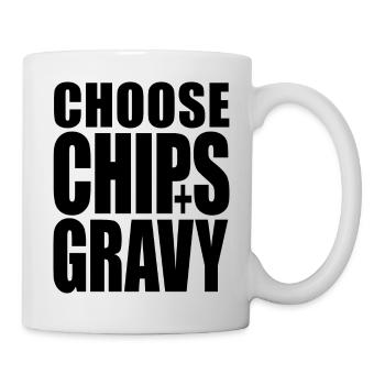 WÄHLEN CHIPS+GRAVY (Leben wählen) - Tasse - Weiß - Rechts