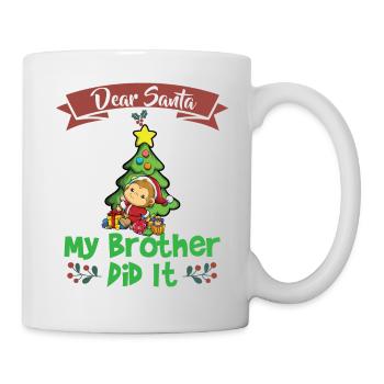 Cher Père Noël Mon frère l’a fait Frères et sœurs Noël - Mug blanc - blanc - Droite