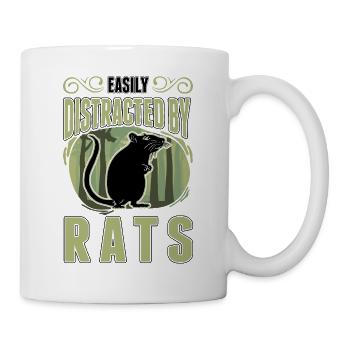 Easily distracted by Rats Ratte Hausratte - Tasse - Weiß - Rechts