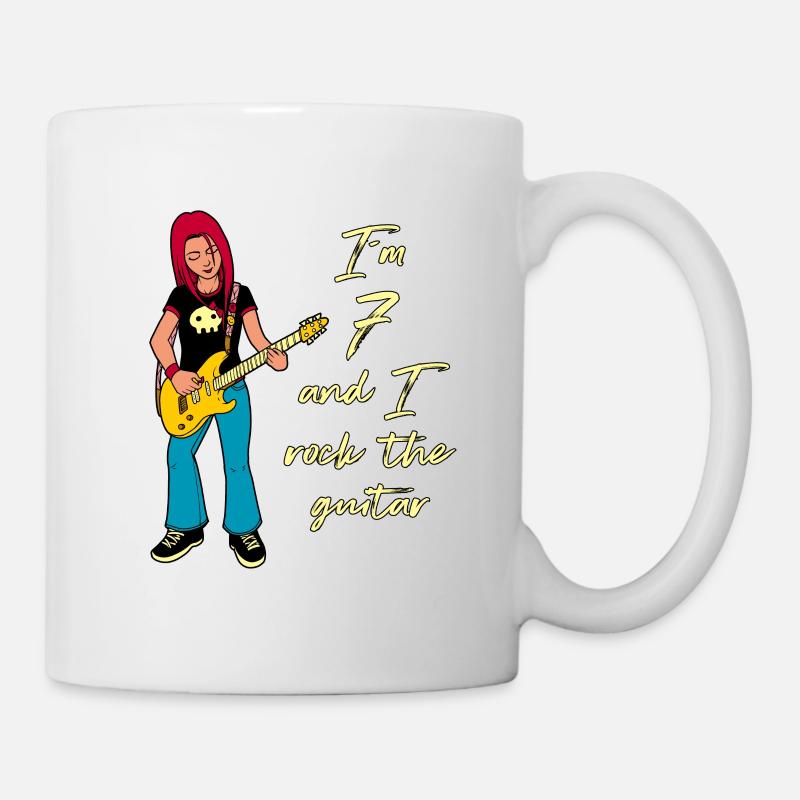 Ich bin 7 - Mädchen Gitarrist - Tasse - Weiß