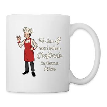 Ich bin 4 - Jungen Koch - Tasse - Weiß - Rechts