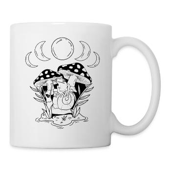 Aesthetic Goblincore und dunkler Cottagecore Pilz - Tasse - Weiß - Rechts