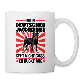 Deutscher Jagdterrier Gassi gehen Jagdhund - Tasse - Weiß - Rechts