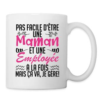 pas facile d'être une maman et une Employée - Mug blanc - blanc - Droite