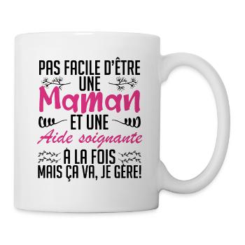 pas facile d'être une maman et une Aide soignante. - Mug blanc - blanc - Droite