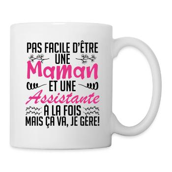 pas facile d'être une maman et une Assistante. - Mug blanc - blanc - Droite