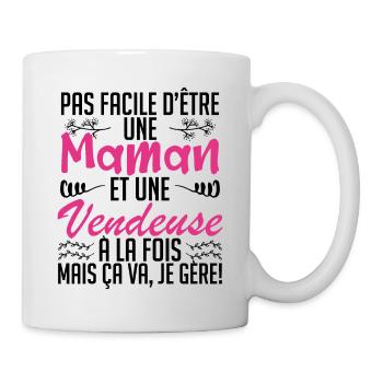 pas facile d'être une maman et une Vendeuse. - Mug blanc - blanc - Droite
