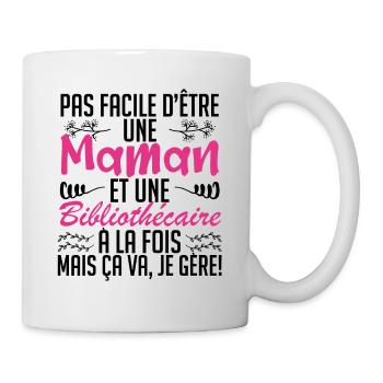 pas facile d'être une maman et une Bibliothécaire. - Mug blanc - blanc - Droite