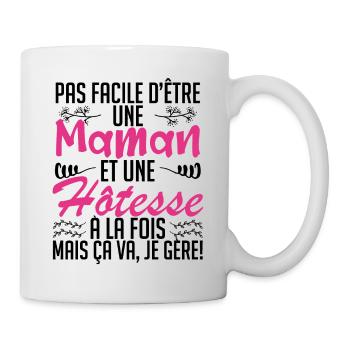 pas facile d'être une maman et une Hôtesse. - Mug blanc - blanc - Droite