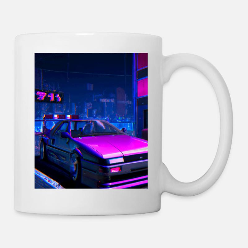Vaporwave Aesthetic Synthwave Car - Tasse - Weiß