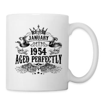 1954 | Januar Aged Perfectly 1954 Geburtstagsgeschenk - Tasse - Weiß - Rechts