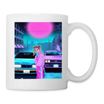 Vaporwave Esthétique Synthwave Car Anime Fille - Mug blanc - blanc - Droite