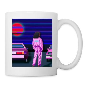 Vaporwave Esthétique Synthwave Car Anime Fille - Mug blanc - blanc - Droite