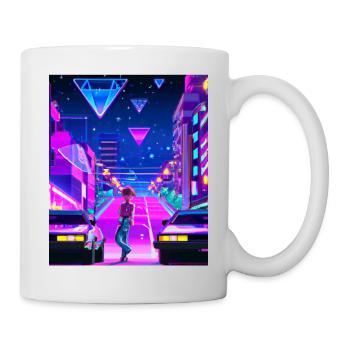 Vaporwave Esthétique Synthwave City Anime Girl - Mug blanc - blanc - Droite