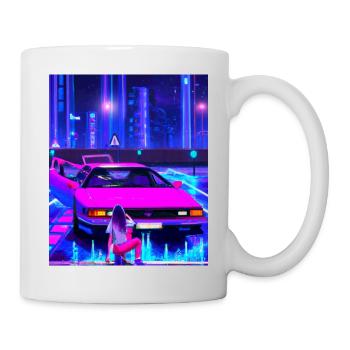 Vaporwave Esthétique Synthwave Car Anime Fille - Mug blanc - blanc - Droite