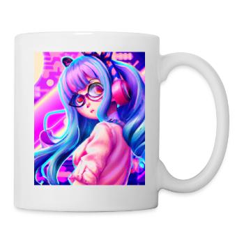 Pastel Aesthetic Nerd Anime Girl - Mug - white - Right