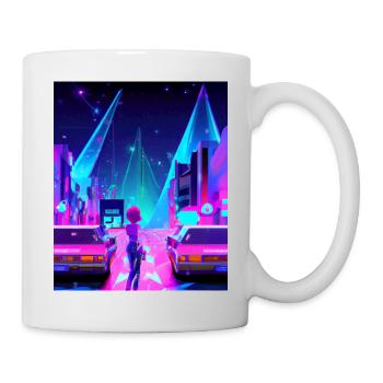 Vaporwave Esthétique Synthwave City Anime Girl - Mug blanc - blanc - Droite