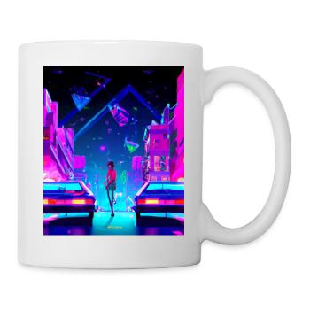 Vaporwave Esthétique Synthwave City Anime Girl - Mug blanc - blanc - Droite