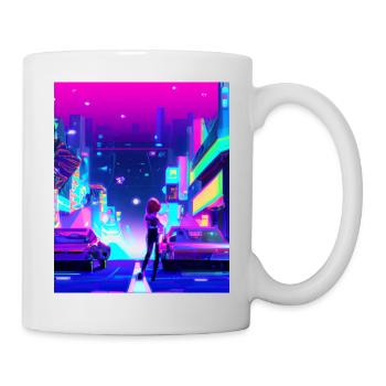 Vaporwave Esthétique Synthwave City Anime Girl - Mug blanc - blanc - Droite
