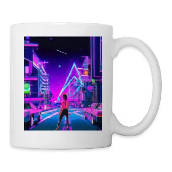 Vaporwave Esthétique Synthwave City Anime Girl - Mug blanc - blanc - Droite