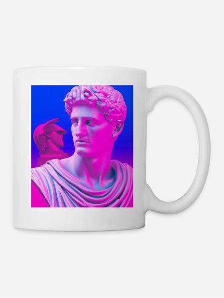 Vaporwave Statue Römische Büste - Tasse - Weiß
