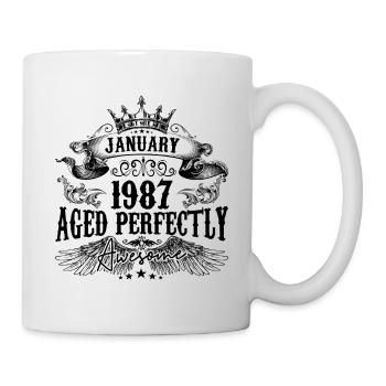 1987 | Januar Aged Perfectly 1987 Geburtstagsgeschenk - Tasse - Weiß - Rechts