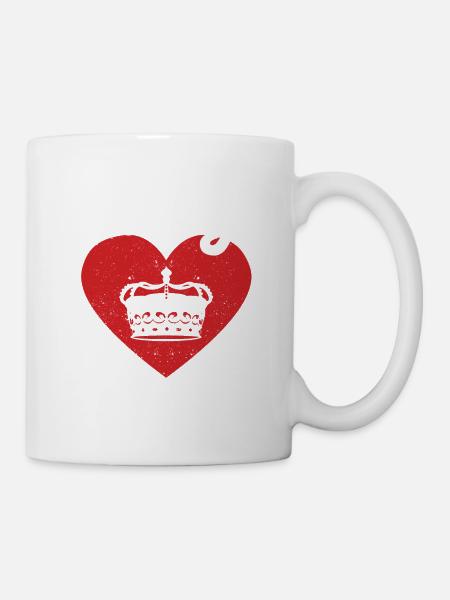 King Red Heart Crown Silhouette Couples Man Woman - Mug - white