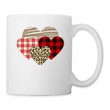 Herzen Leopard Plaid Büffel Herz Liebe Valentin - Tasse - Weiß - Rechts