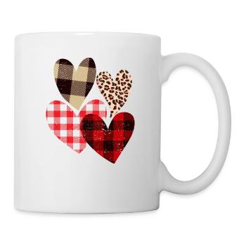 Cœurs Léopard Plaid Buffle Coeur Amour Valentin - Mug blanc - blanc - Droite